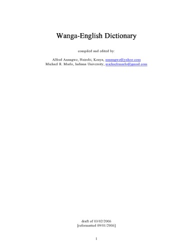Wanga-English Dictionary