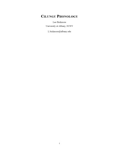Cilungu Phonology