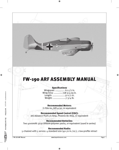 FW-190 ARF Assembly Manual