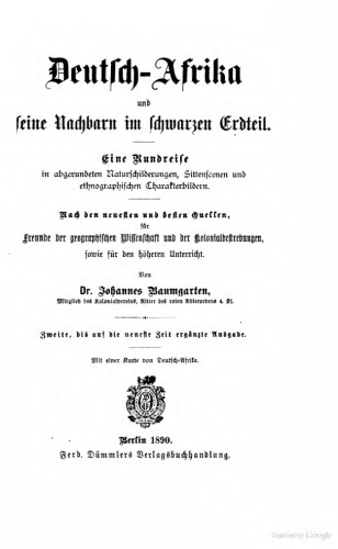 Deutsch-Afrika und seine Nachbarn im schwarzen Erdteil