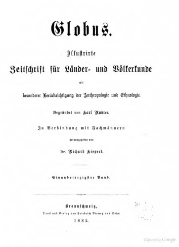 Globus. Illustrirte Zeitschrift für Länder- und Völkerkunde