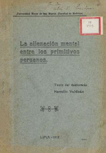 La alienación mental entre los primitivos peruanos