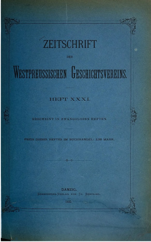 Zeitschrift des Westpreußischen Geschichtsvereins