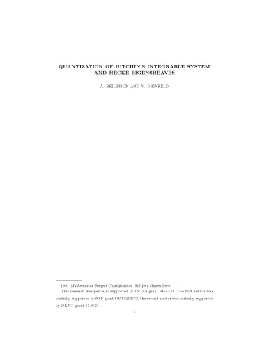 Quantization of Hitchin's integrable system and Hecke eigensheaves