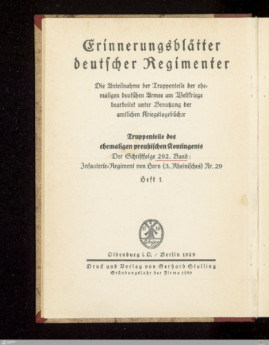 Das Infanterieregiment von Horn (3. Rheinisches) Nr. 29