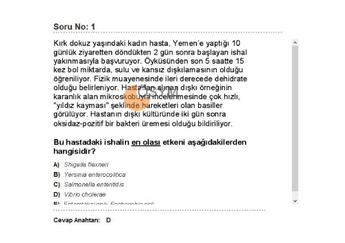 2018 Ağustos (12-08-2018) Klinik Bilimler Tus Soruları