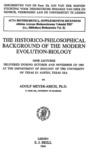 The historico-philosophical background of the modern evolution-biology