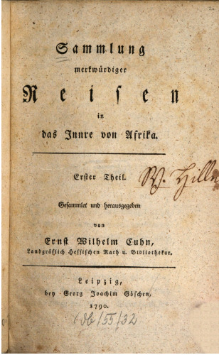 Sammlung merkwürdiger Reisen in das Innre von Africa (Afrika)