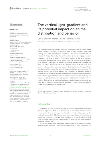 The vertical light-gradient and its potential impact on animal distribution and behavior