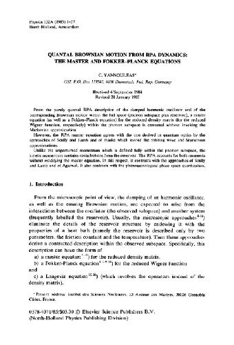 Quantal Brownian motion from RPA dynamics: the master and Fokker-Planck equations