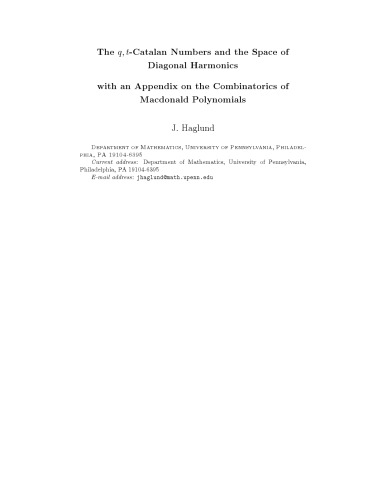 The q,t-Catalan Numbers and the Space of Diagonal Harmonics [draft]