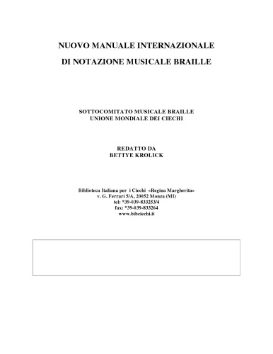 Nuovo manuale internazionale di notazione musicale braille