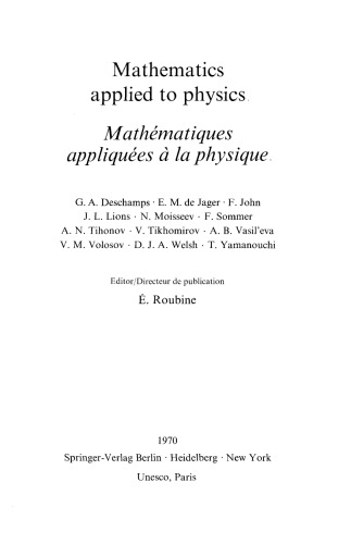 Mathematics Applied to Physics: Mathématiques appliquées à la Physique