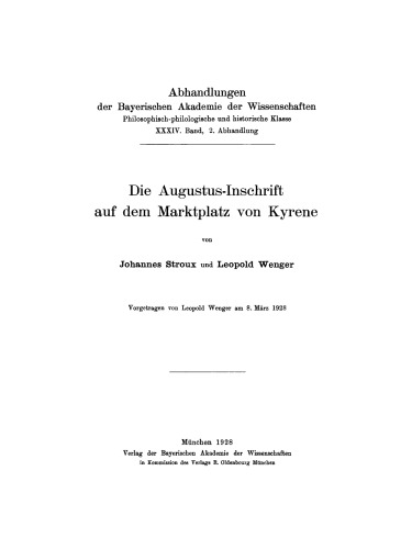 Die Augustus-Inschrift auf dem Marktplatz von Kyrene