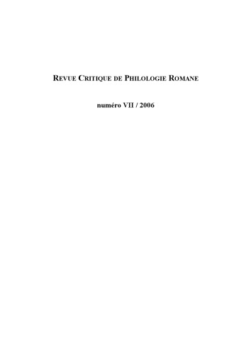 Revue critique de philologie romane - Volume 7