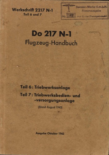 Aircraft Manual - Do-217 N-1 Teil Teil 6-7 Triebwerksanlage