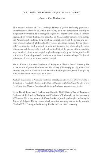 The Cambridge History of Jewish Philosophy: The Modern Era (Volume 2)