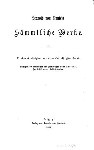 Geschichten der romanischen und germanischen Völker von 1494 bis 1514 / Zur Kritik neuerer Geschichtschreiber