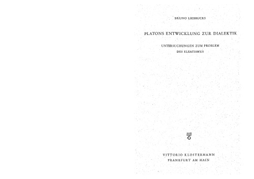 Platons Entwicklung zur Dialektik