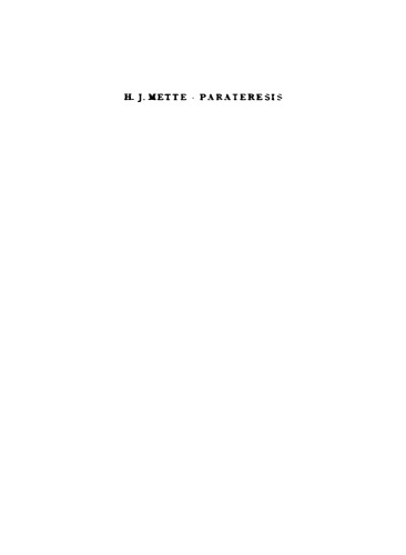 Parateresis: Untersuchungen zur Sprachtheorie des Krates von Pergamon