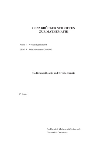 Codierungstheorie und Kryptographie [lecture notes]