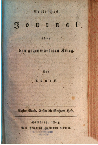 Kritisches Journal über den gegenwärtigen Krieg