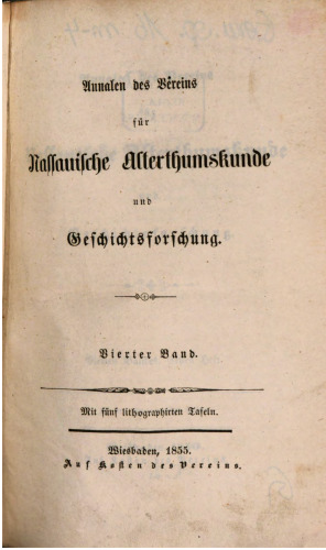 Annalen des Vereins für Nassauische Altertumskunde und Geschichtsforschung