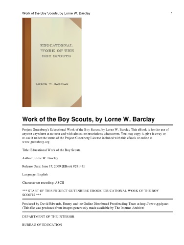 Educational Work of the Boy Scouts