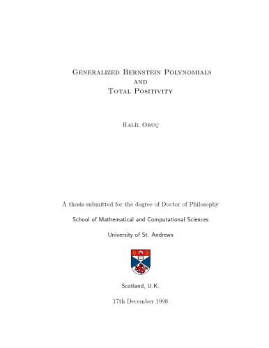 Generalized Bernstein Polynomials and Total Positivity