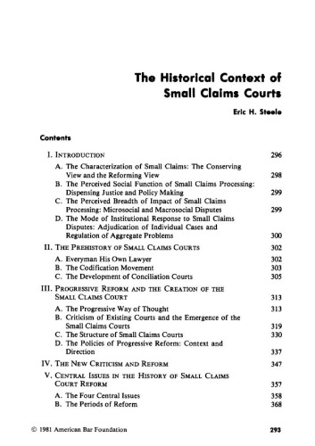 The Historical Context of Small Claims Courts
