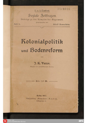 Kolonialpolitik und Bodenreform
