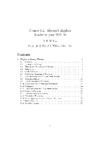 Abstract Algebra (Course 311)