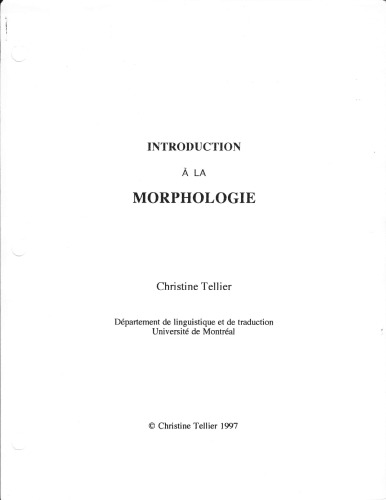 Introduction à la morphologie