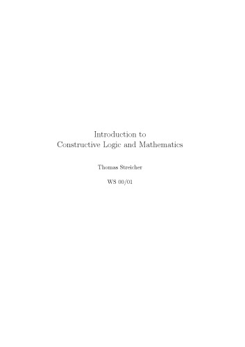 Introduction to Constructive Logic and Mathematics [Lecture notes]