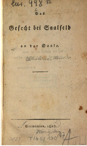 Das Gefecht bei Saalfeld an der Saale