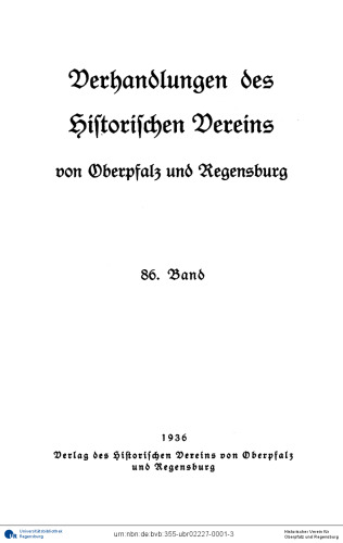 Verhandlungen des Historischen Vereins für Oberpfalz und Regensburg