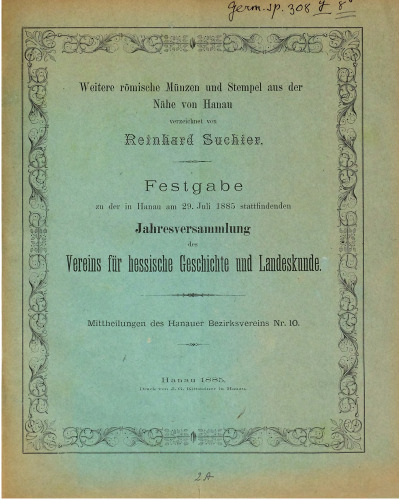 Weitere römische Münzen und Stempel aus der Nähe von Hanau
