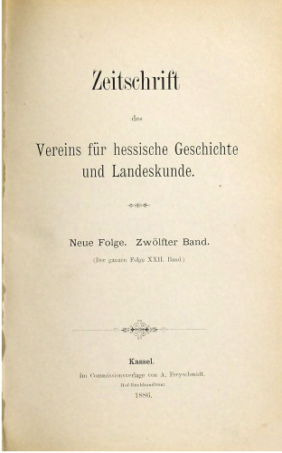 Zeitschrift des Vereins für hessische Geschichte und Landeskunde
