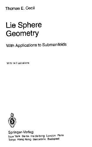 Lie sphere geomertry