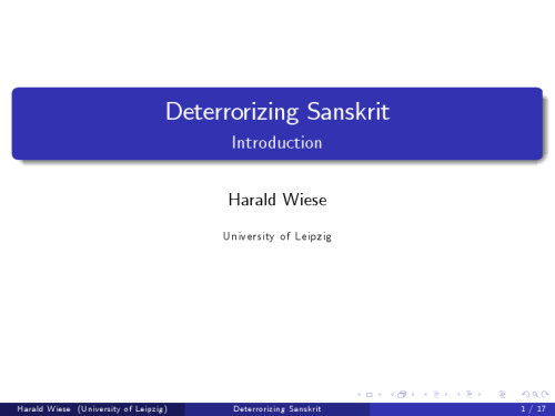 Deterrorizing Sanskrit - Slides