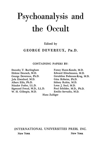 Psychoanalysis and the Occult
