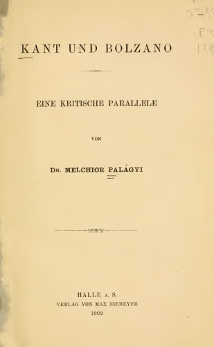 Kant und Bolzano. Eine kritische Parallele