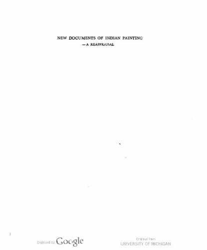 New documents of Indian painting A reappraisal