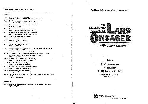 The Collected Works of Lars Onsager: With Commentary