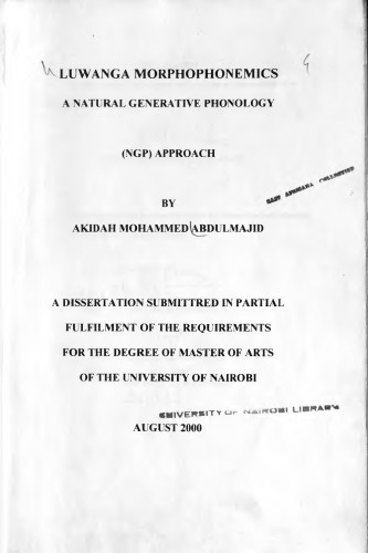 Luwanga morphophonemics: a natural generative phonology