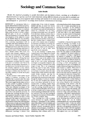 Sociology and Common Sense