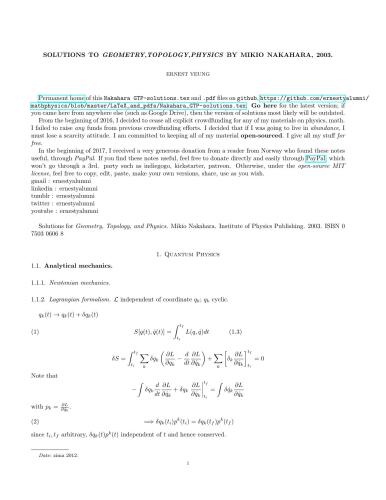 Geometry, topology, and physics Solutions