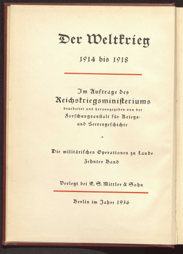 Die Operationen des Jahres 1916 bis zum Wechsel in der Obersten Heeresleitung