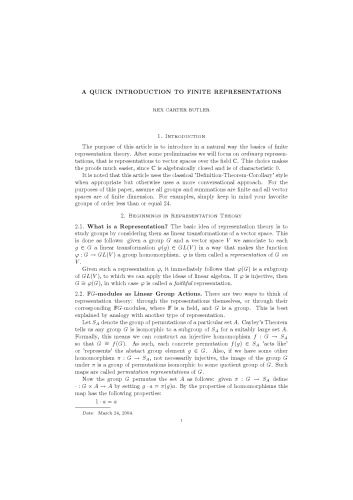 A quick introduction to finite representations
