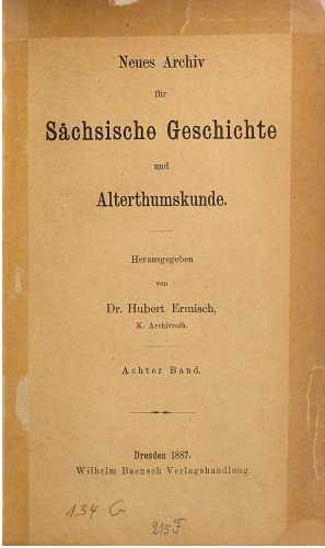 Neues Archiv für Sächsische Geschichte und Altertumskunde